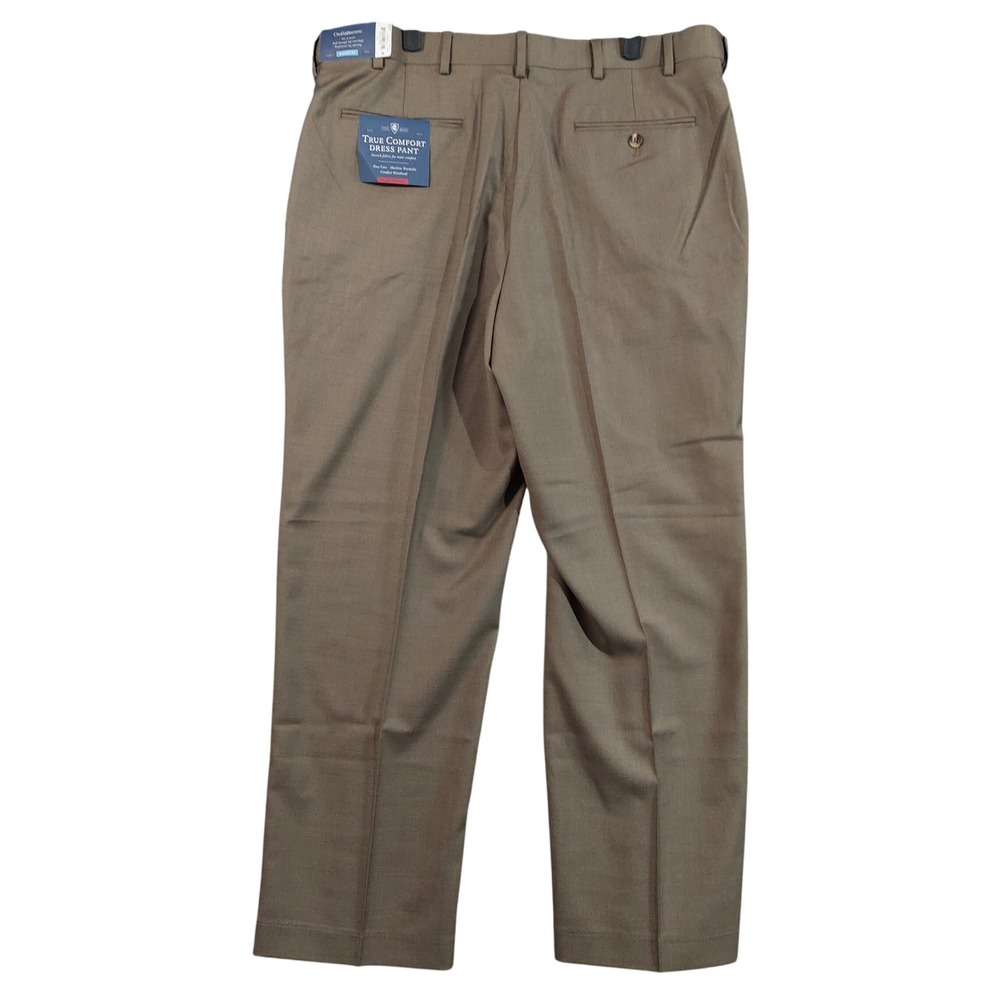 Croft & Barrow Dress Pants Men 38x30 Wheat Brown True Comfort Flat Front